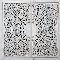 Hand Carved Mandala Solid Wood Cabinet | Storage Furniture | Premium Finish