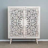 Hand Carved Mandala Solid Wood Cabinet | Storage Furniture | Premium Finish