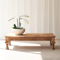 Hand Carved Solid Wood Coffee Table