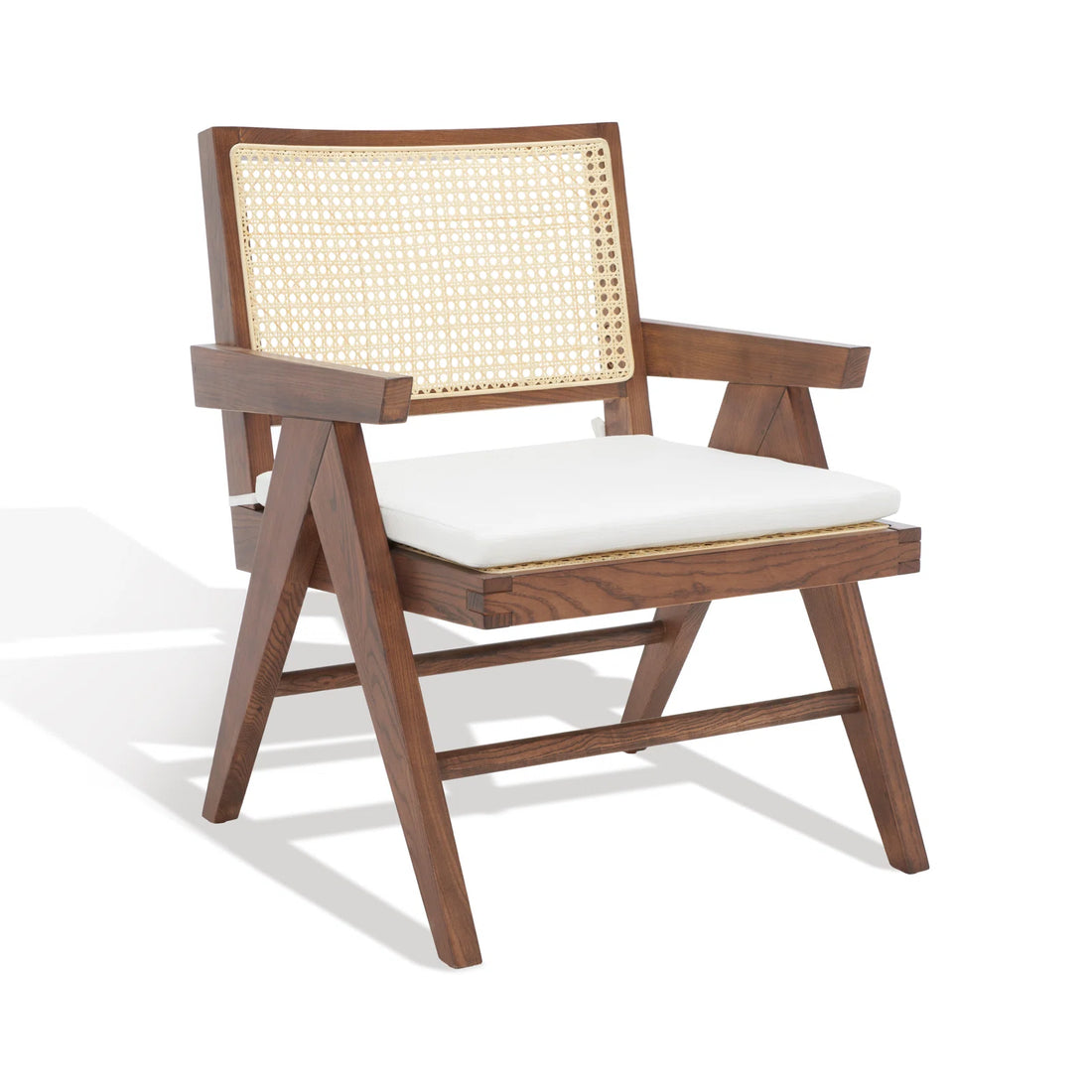 wide solid wood cane chair