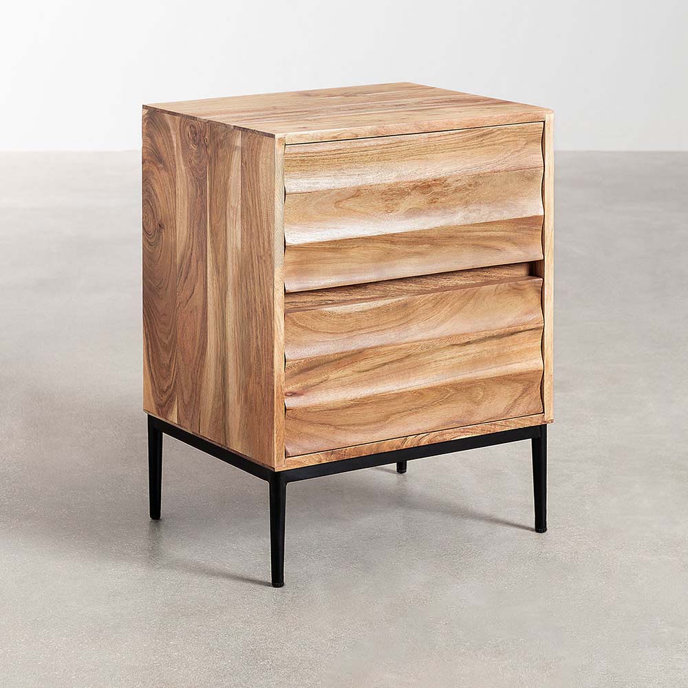 Bedside Table in Acacia Wood - Chuk Chuk Villa