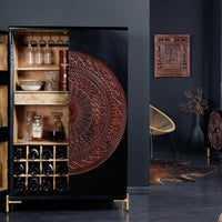 Mandala Solid Wood Bar Cabinet