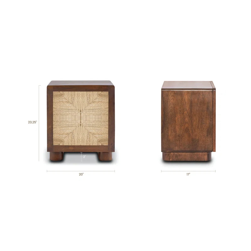 Charlie Mango Wood Nightstand in Brown Finish