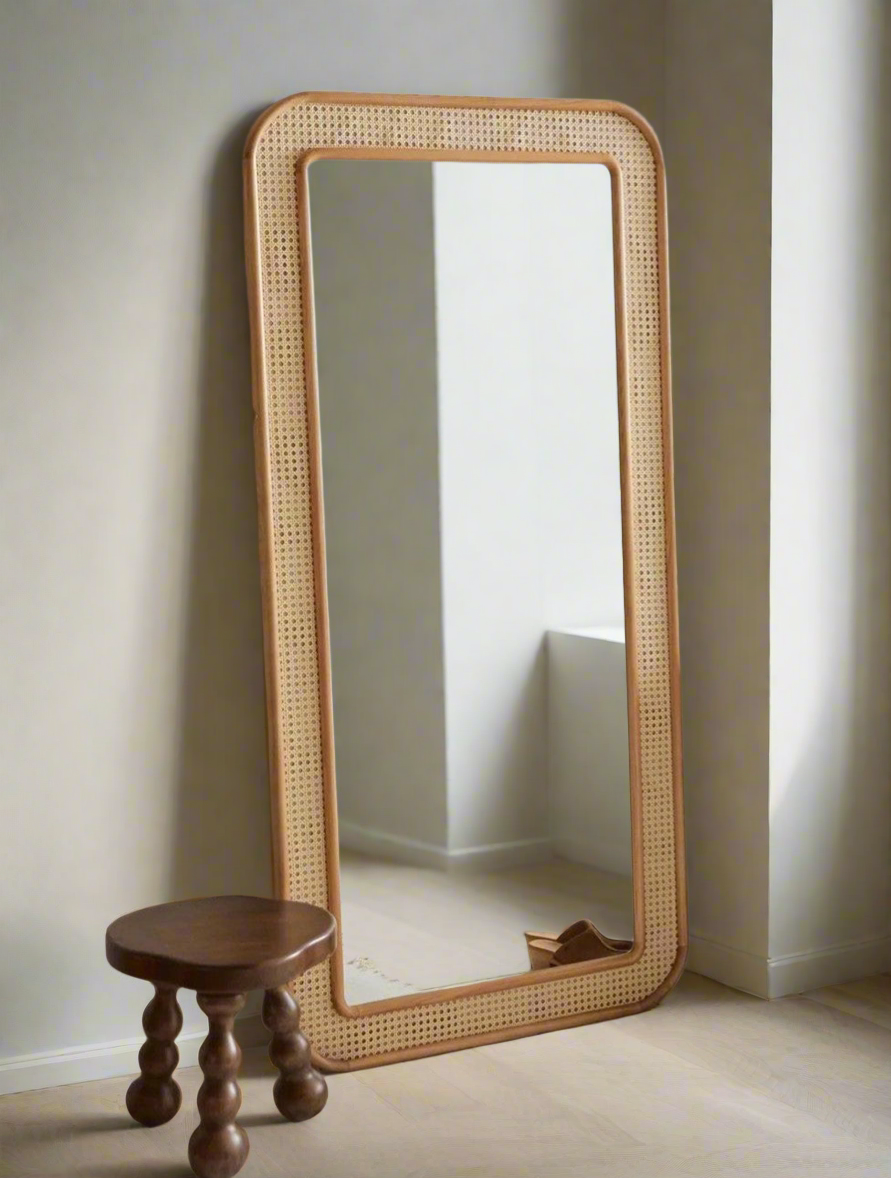 Ikanti Rattan Mirror | Solid Wood Frame | Rattan Design