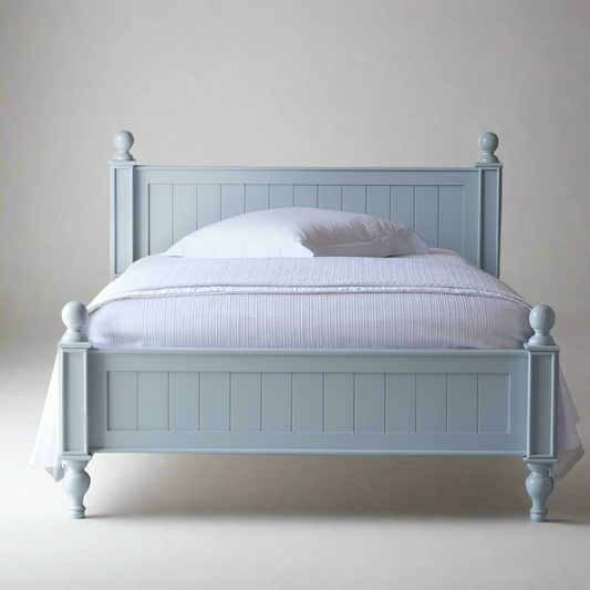 Seaside Solid Wood Bed in King & Queen Size| 100% Solid Wood | Premium Matt Finish | Powder Sky Color