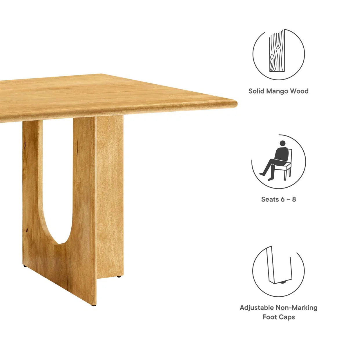 Rivora Dining Table |Solid Wood | Mango Wood | Honey Finish