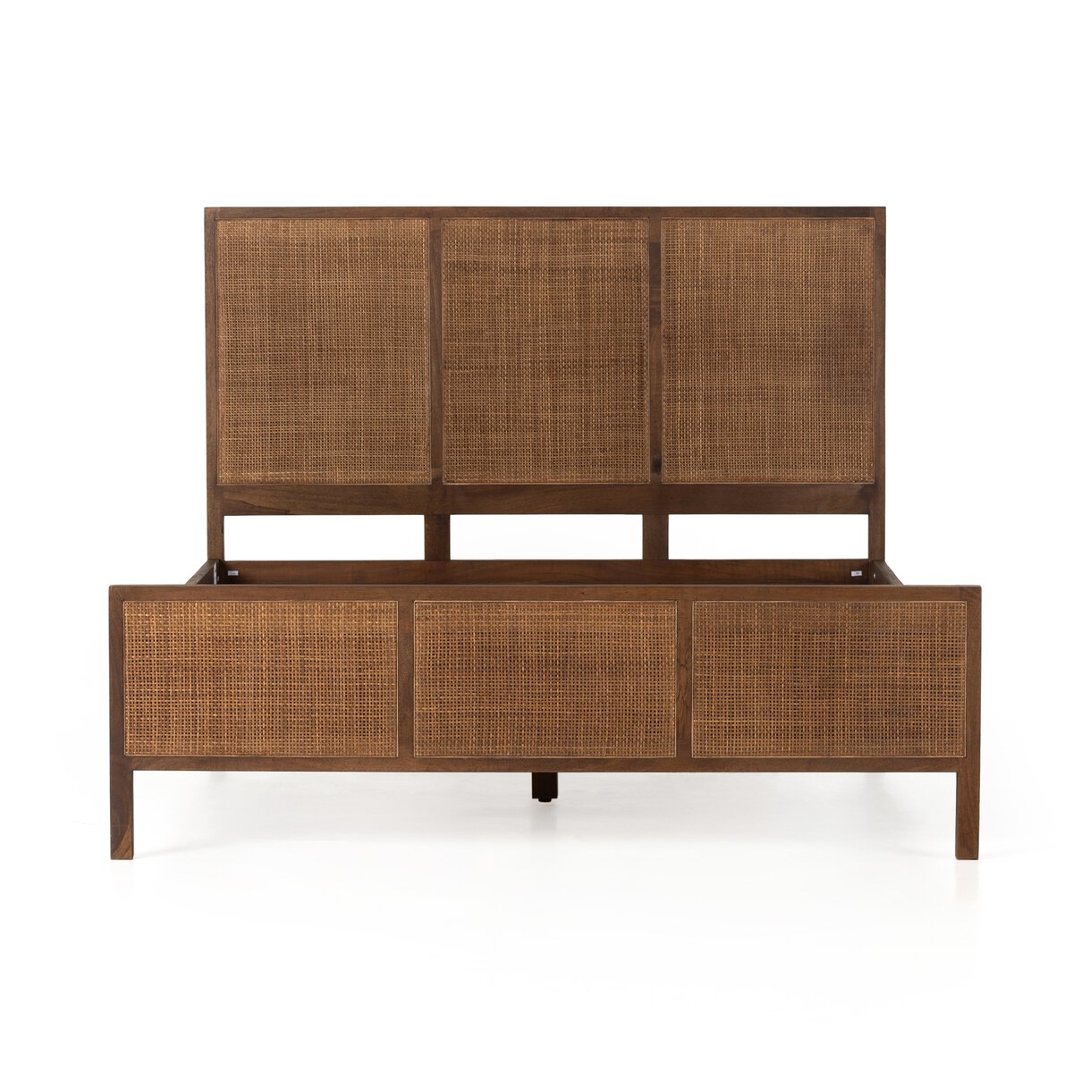 Rattan Wooden Bed in Solid Wood