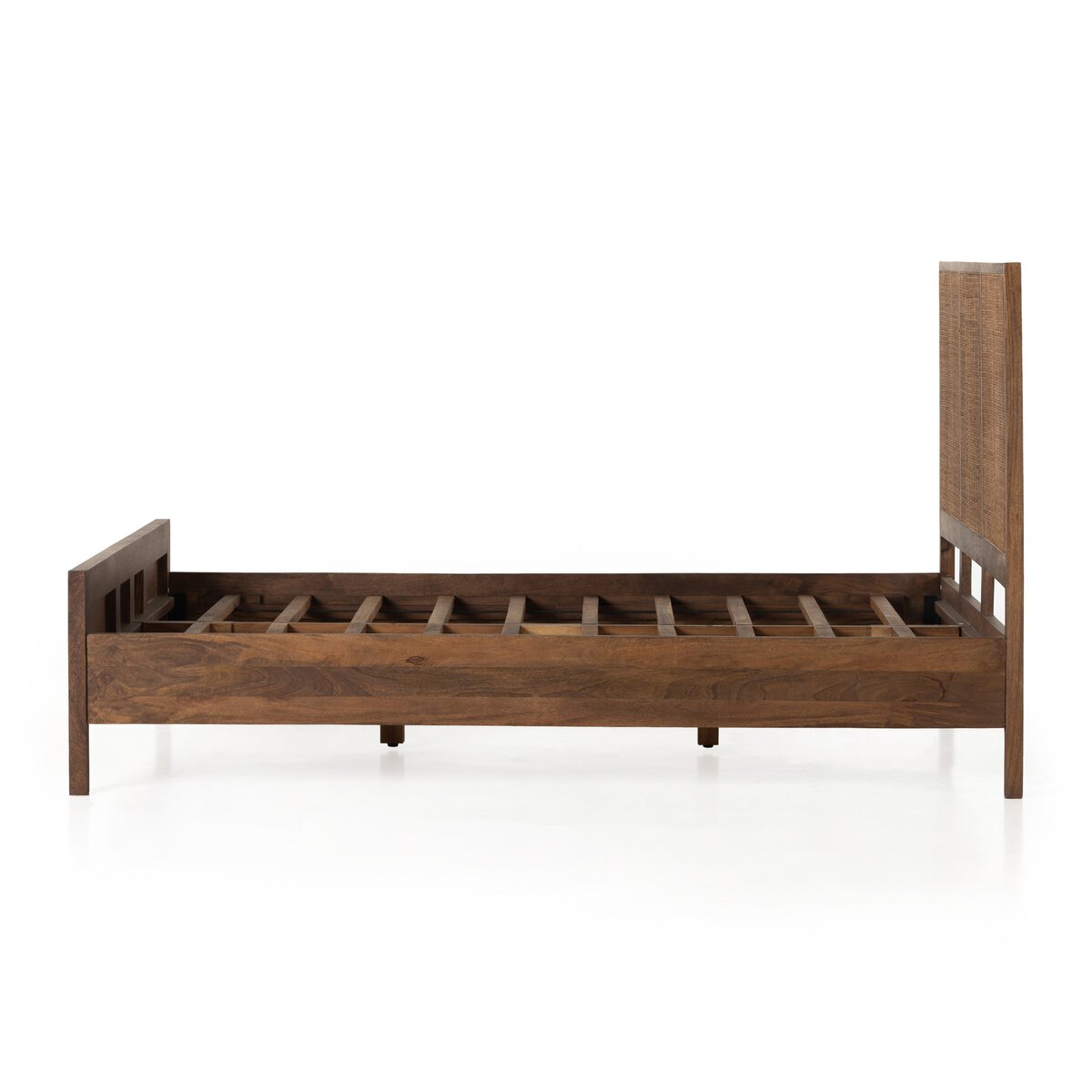 Rattan Wooden Bed in Solid Wood