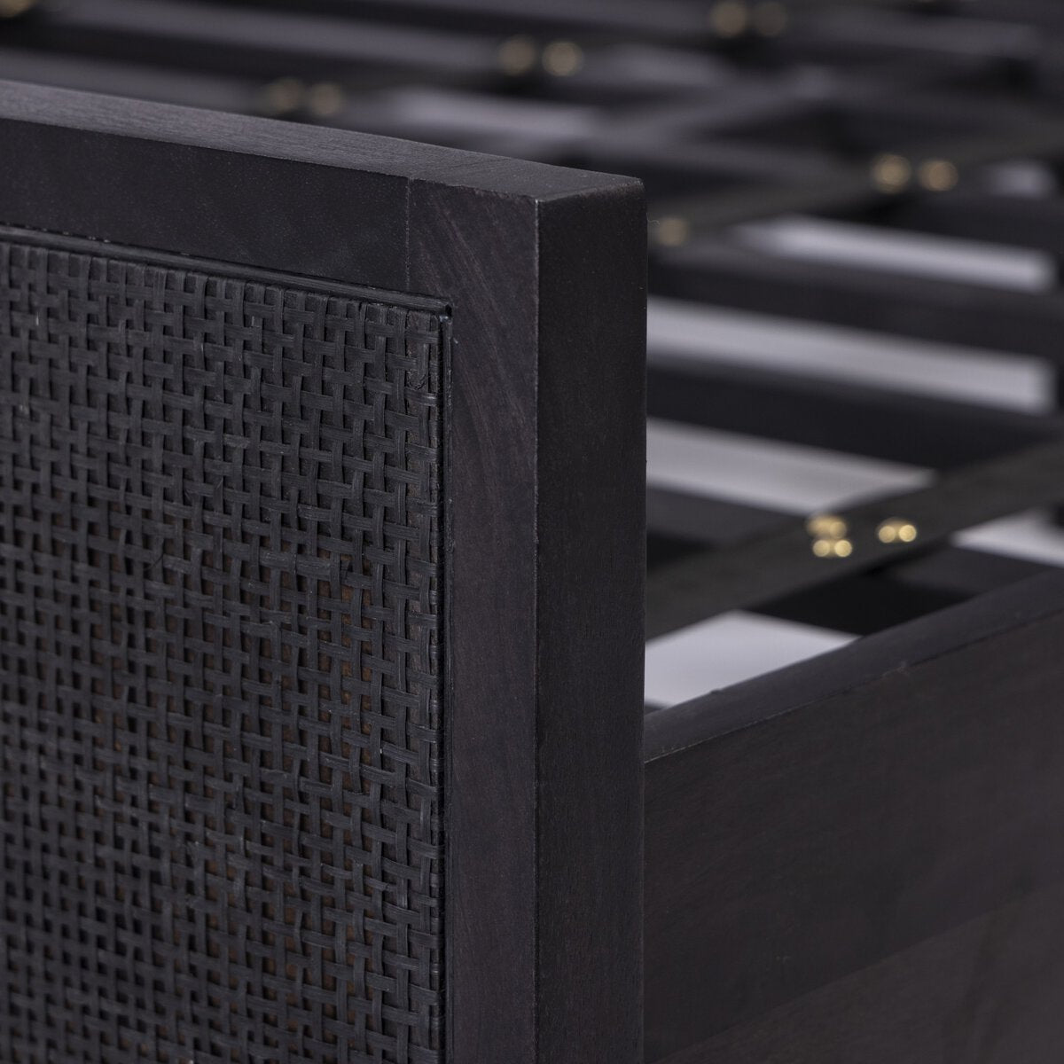 Rattan Wooden Bed in Solid Wood