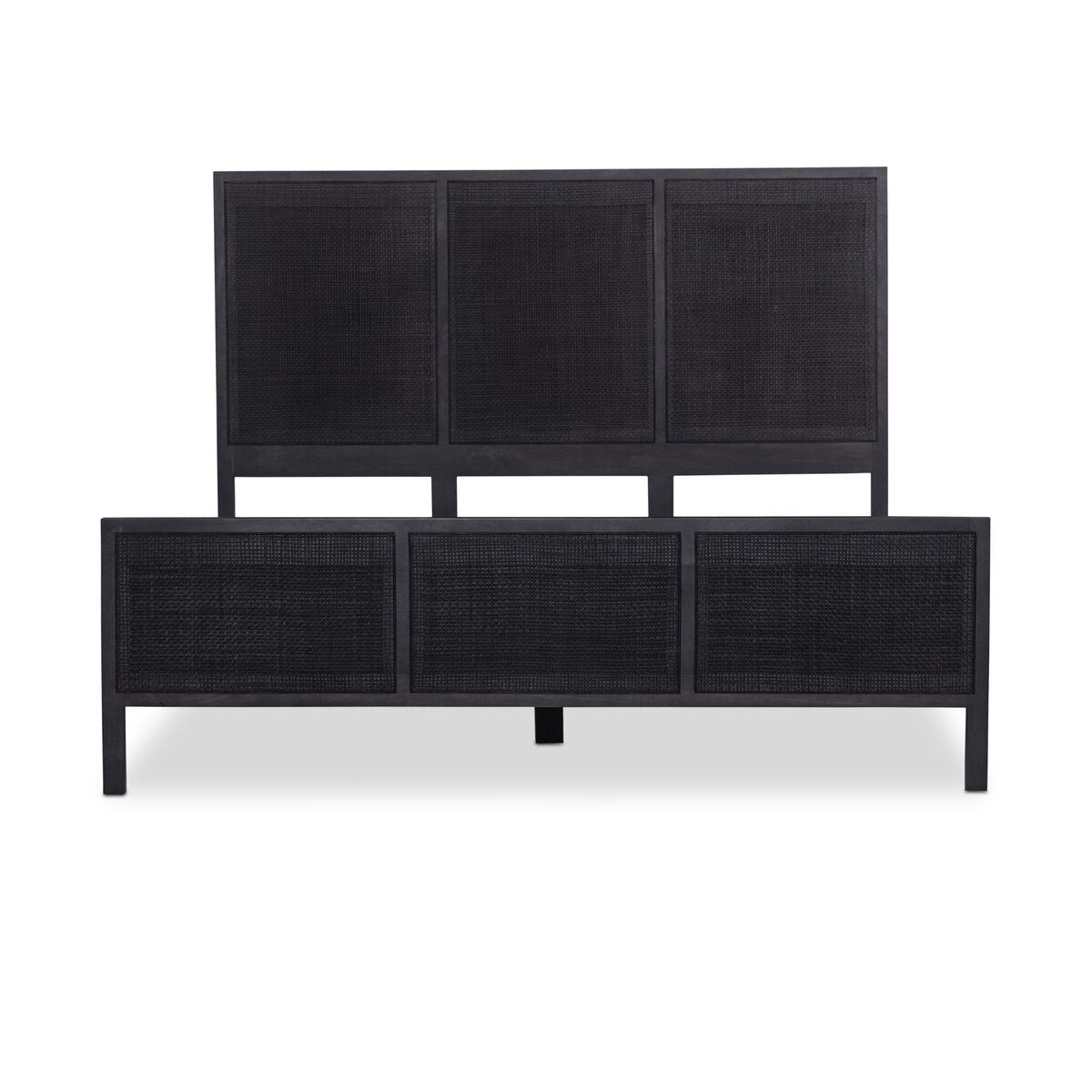 Rattan Wooden Bed in Solid Wood