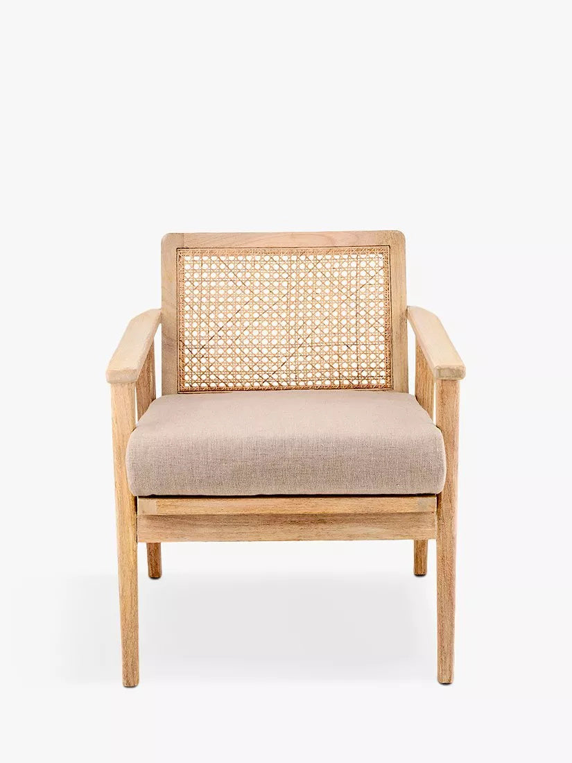 Warm Rattan Armchair in Solid Wood
