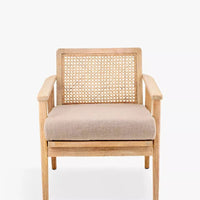 Warm Rattan Armchair in Solid Wood