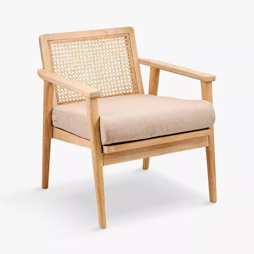 Warm Rattan Armchair in Solid Wood