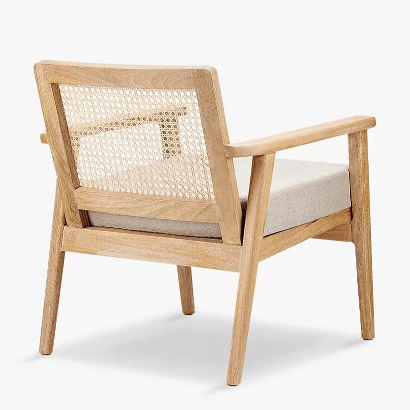 Warm Rattan Armchair in Solid Wood