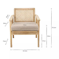 Warm Rattan Armchair in Solid Wood