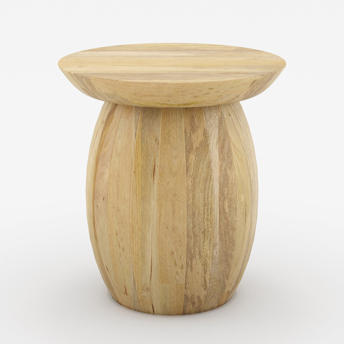 Pedestal End Table in Mango Wood | Natural Finish