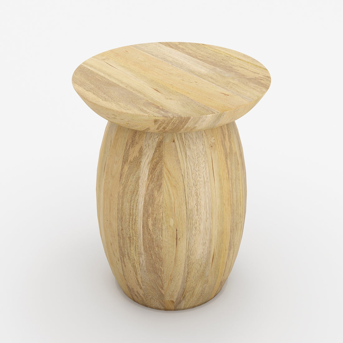 Pedestal End Table in Mango Wood | Natural Finish