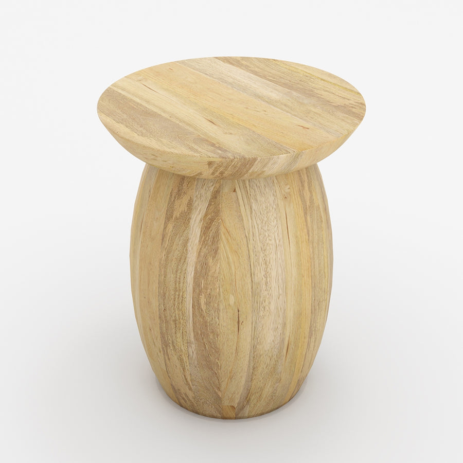 Pedestal End Table in Mango Wood | Natural Finish