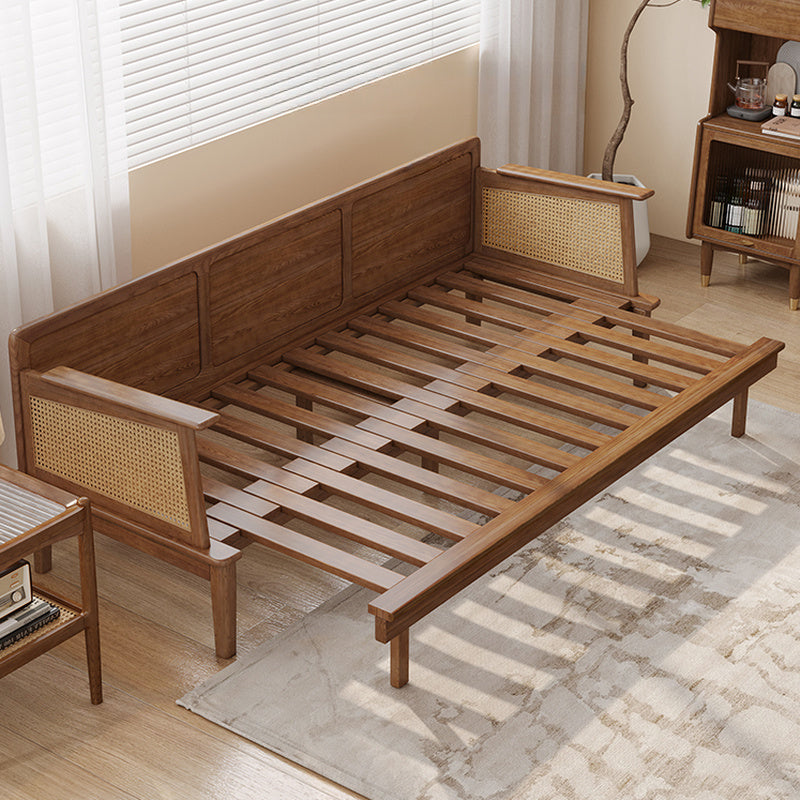 Modern Solid Wood Rattan Daybed for Living Room | Honey Finish