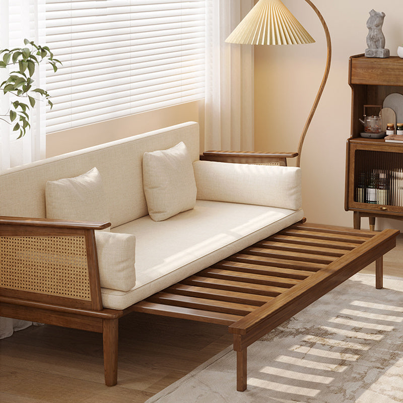 Modern Solid Wood Rattan Daybed for Living Room | Honey Finish