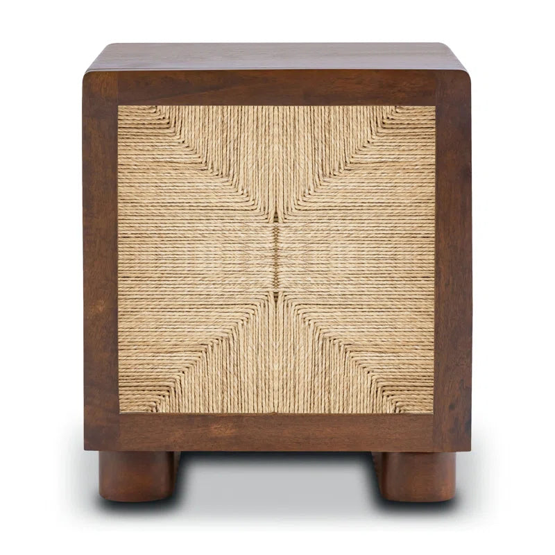 Charlie Mango Wood Nightstand in Brown Finish