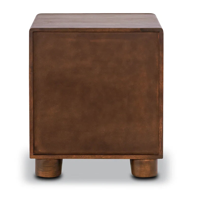Charlie Mango Wood Nightstand in Brown Finish