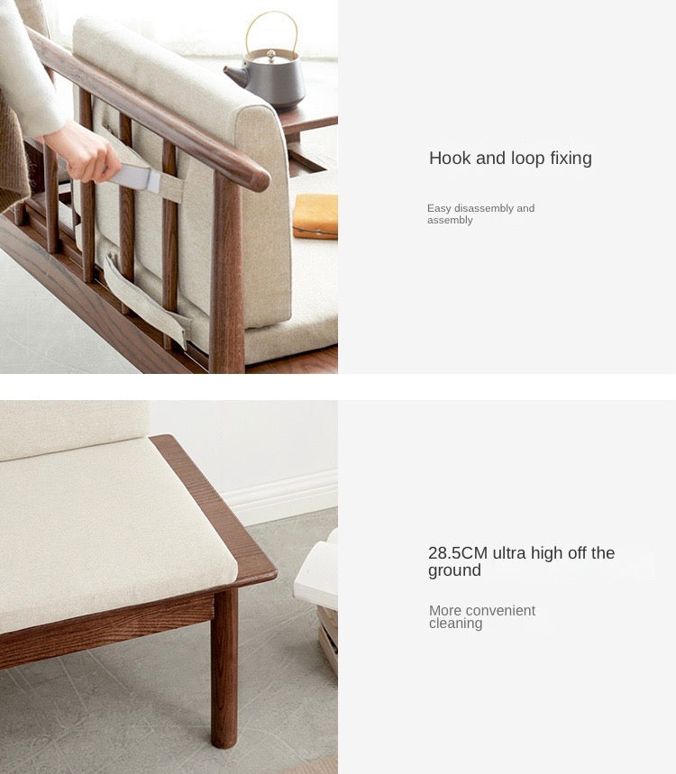 Solid Wood Sofa for Living Room 2 Seater |Walnut Color | Matt Finish | Suede Fabric
