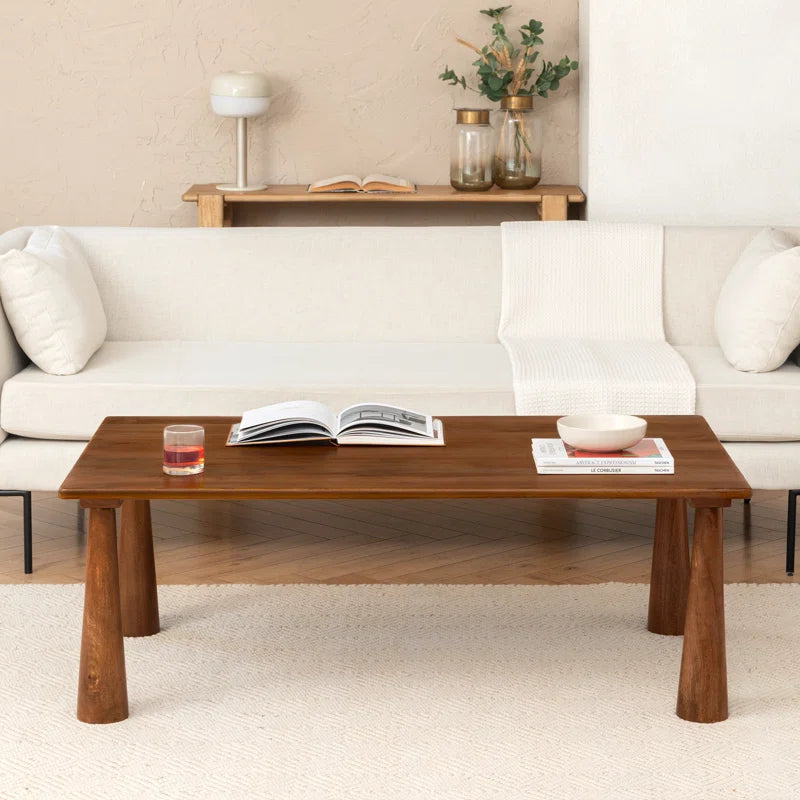 Fiorella Mango Wood Rectangular Coffee Table |Premium Matt Finish