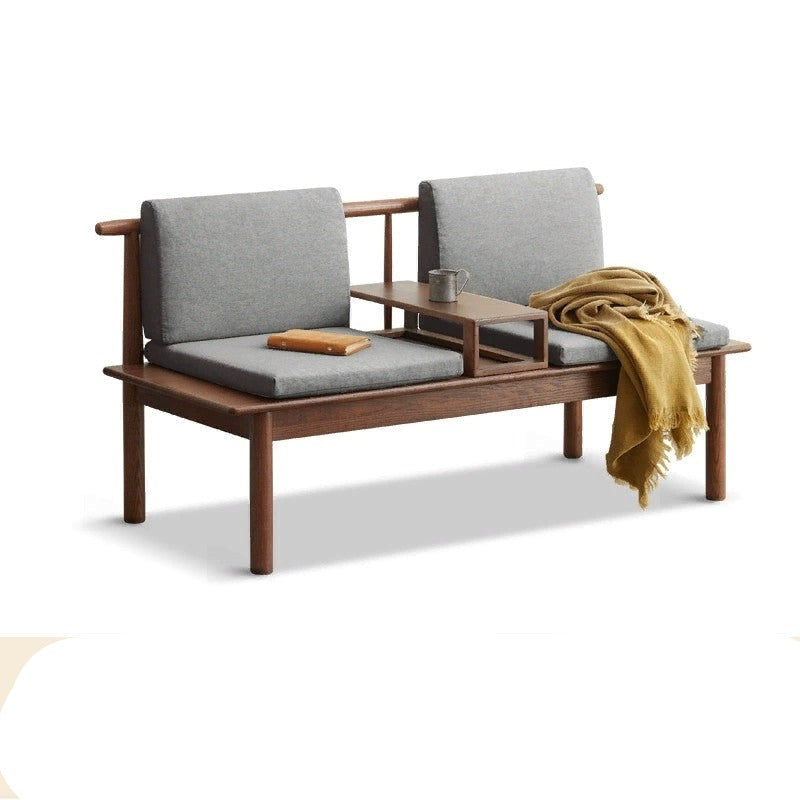 Solid Wood Sofa for Living Room 2 Seater |Walnut Color | Matt Finish | Suede Fabric