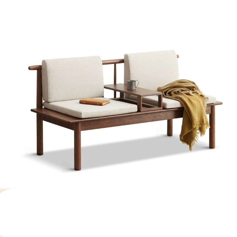 Solid Wood Sofa for Living Room 2 Seater |Walnut Color | Matt Finish | Suede Fabric