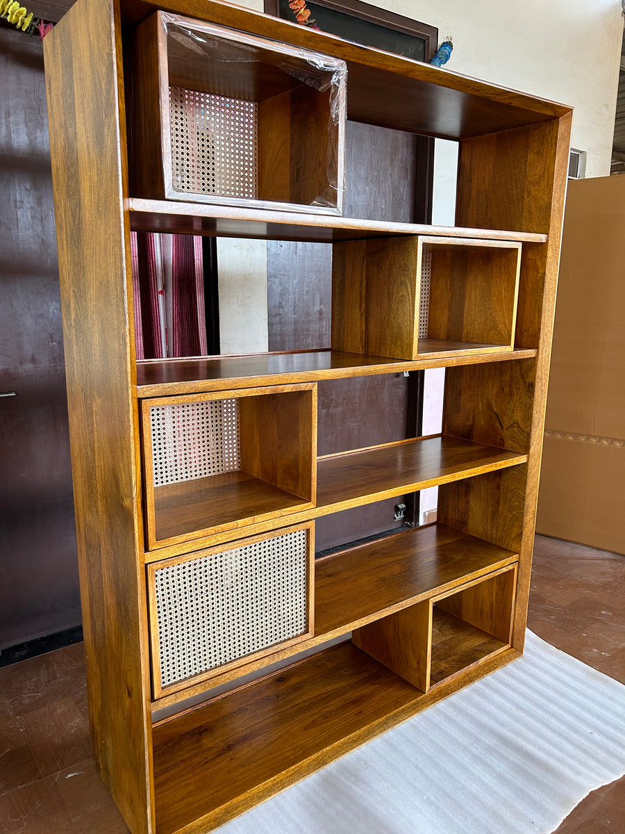 Lewis Bookcase with Rattan Box