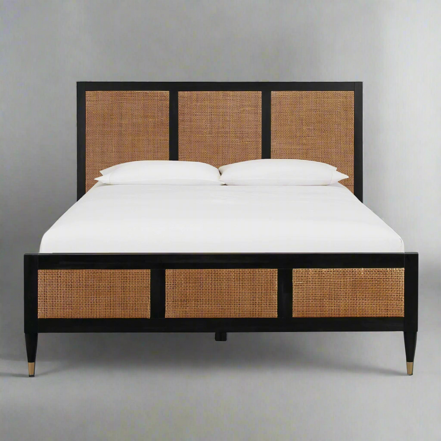 Florence Solid Wood Cane Bed