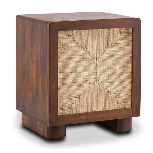Charlie Mango Wood Nightstand in Brown Finish