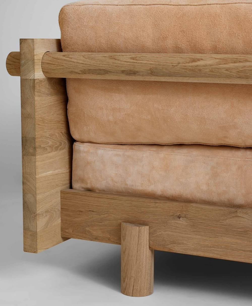 Solid Wood Minimal 3 Seater Sofa For Living Room