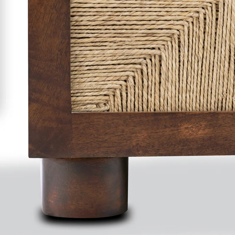 Charlie Mango Wood Nightstand in Brown Finish