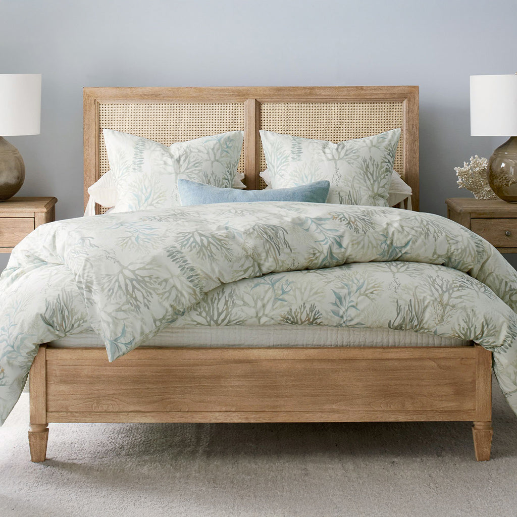 Dylan Solid Wood Rattan Bed | Mango Wood | King & Queen Size | Custom Finish Available