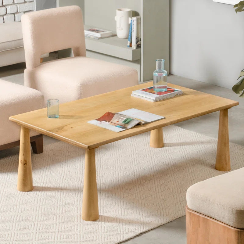 Fiorella Mango Wood Rectangular Coffee Table |Premium Matt Finish