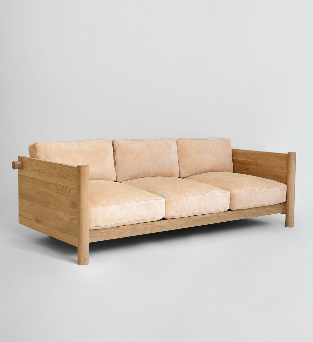 Solid Wood Minimal 3 Seater Sofa For Living Room