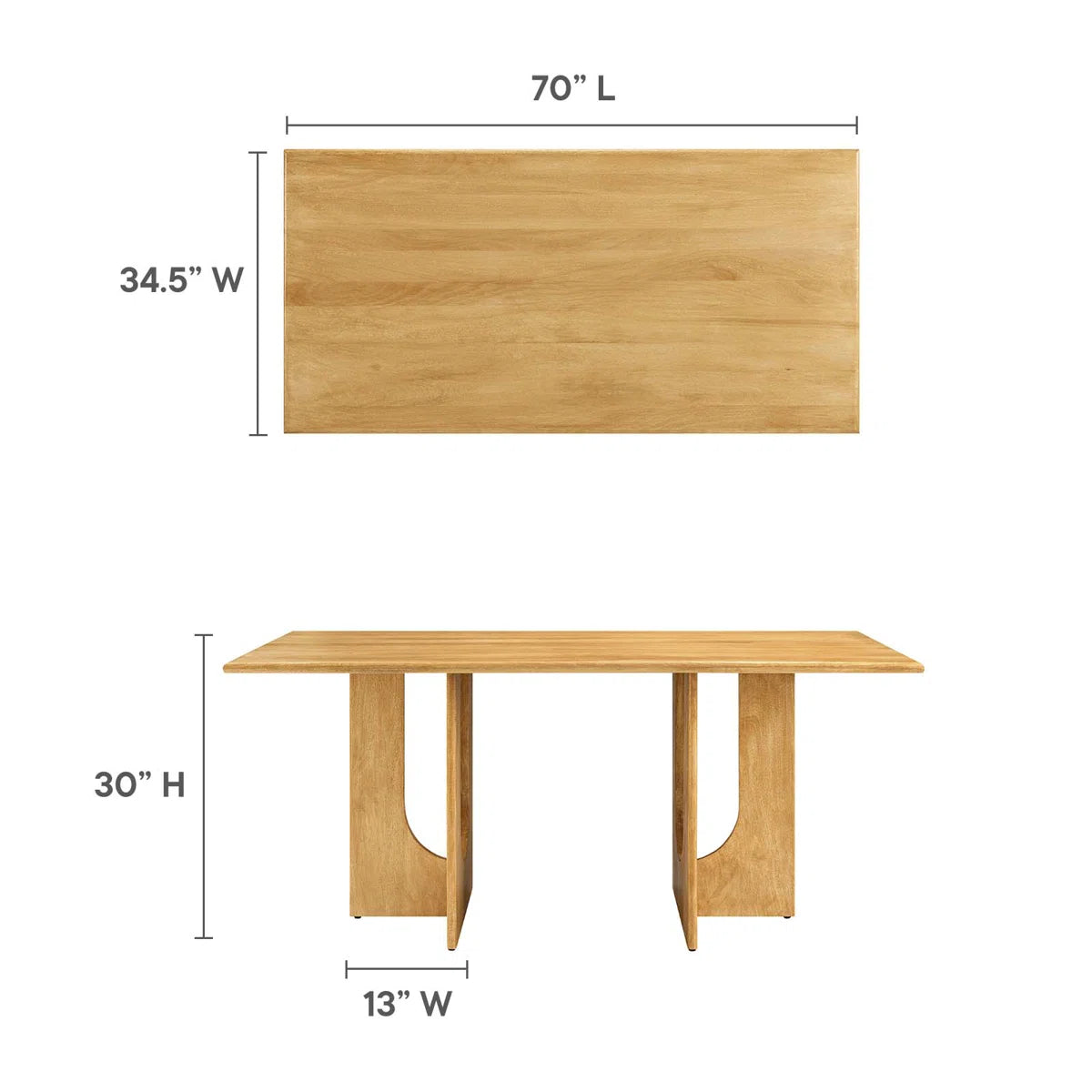 Rivora Dining Table |Solid Wood | Mango Wood | Honey Finish