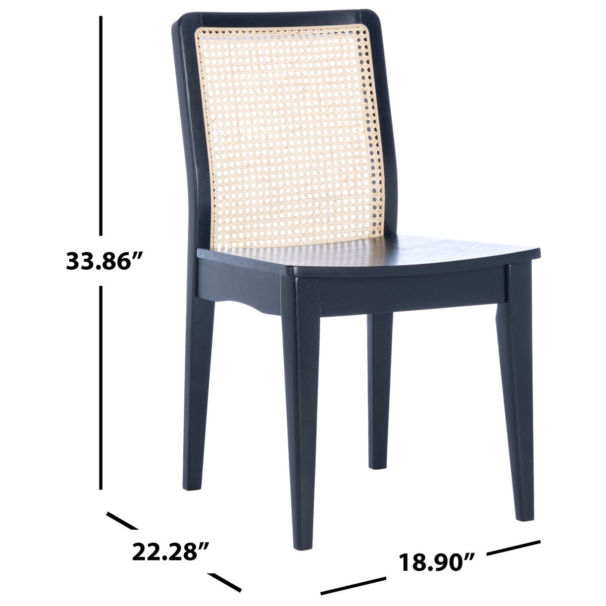 Alisha Solid Wood Rattan Dining Chair Set of 2