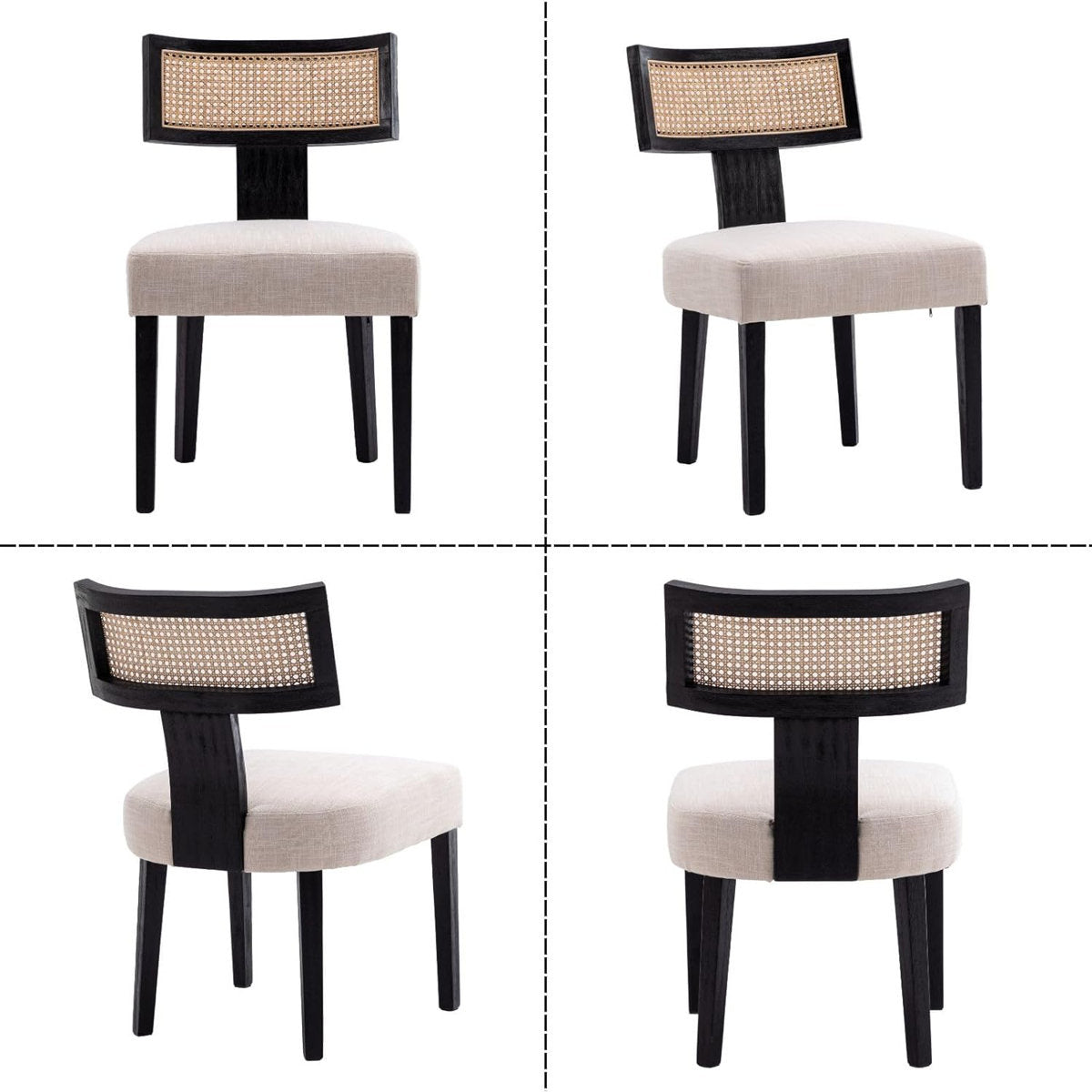 Amalia Solid Wood Dining Chair | Rattan Design| Cushion Seat |Set of 2