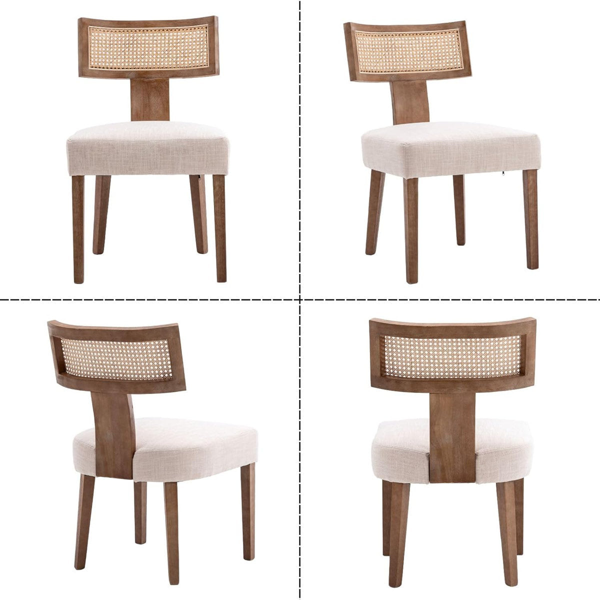 Amalia Solid Wood Dining Chair | Rattan Design| Cushion Seat |Set of 2