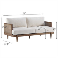 Aneet Upholstered Rattan Sofa in Solid Wood