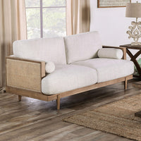 Aneet Upholstered Rattan Sofa in Solid Wood