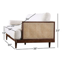 Aneet Upholstered Rattan Sofa in Solid Wood