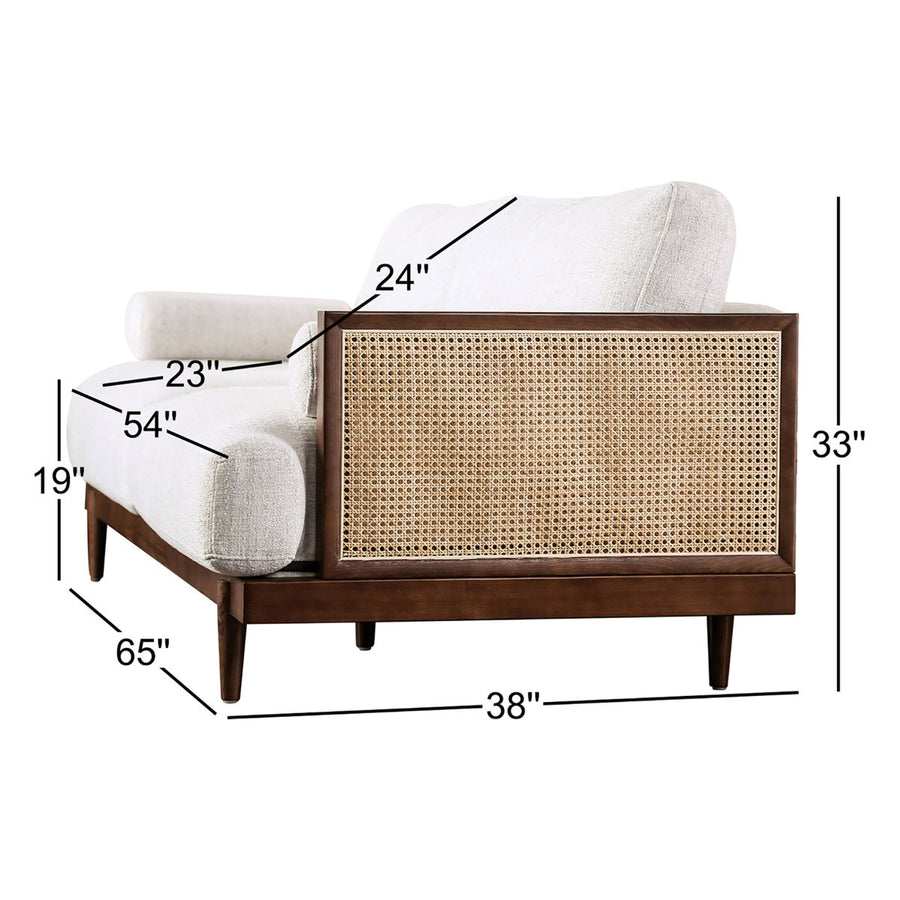 Aneet Upholstered Rattan Sofa in Solid Wood