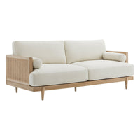 Aneet Upholstered Rattan Sofa in Solid Wood