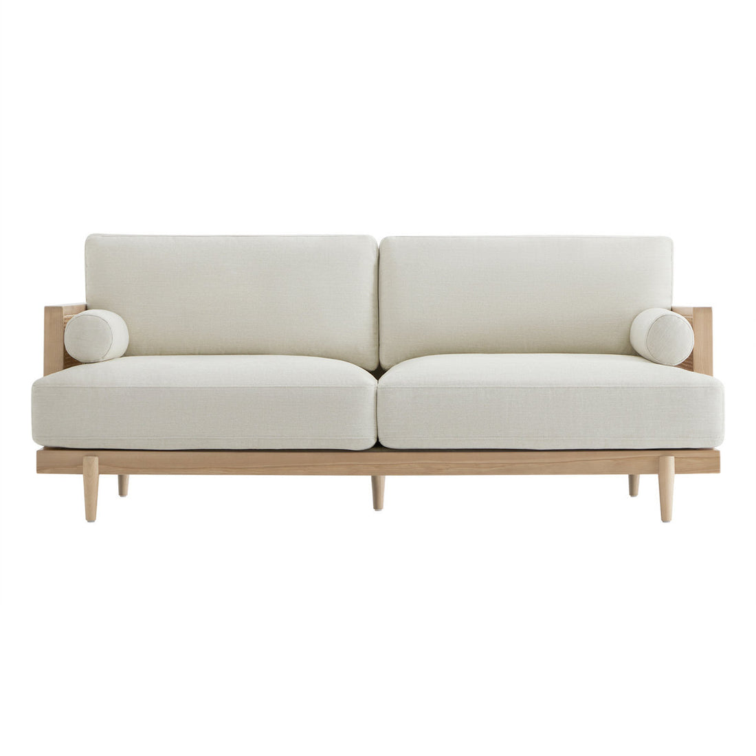 Aneet Upholstered Rattan Sofa in Solid Wood