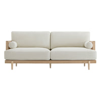 Aneet Upholstered Rattan Sofa in Solid Wood