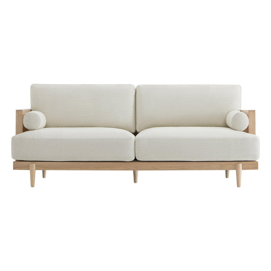 Aneet Upholstered Rattan Sofa in Solid Wood